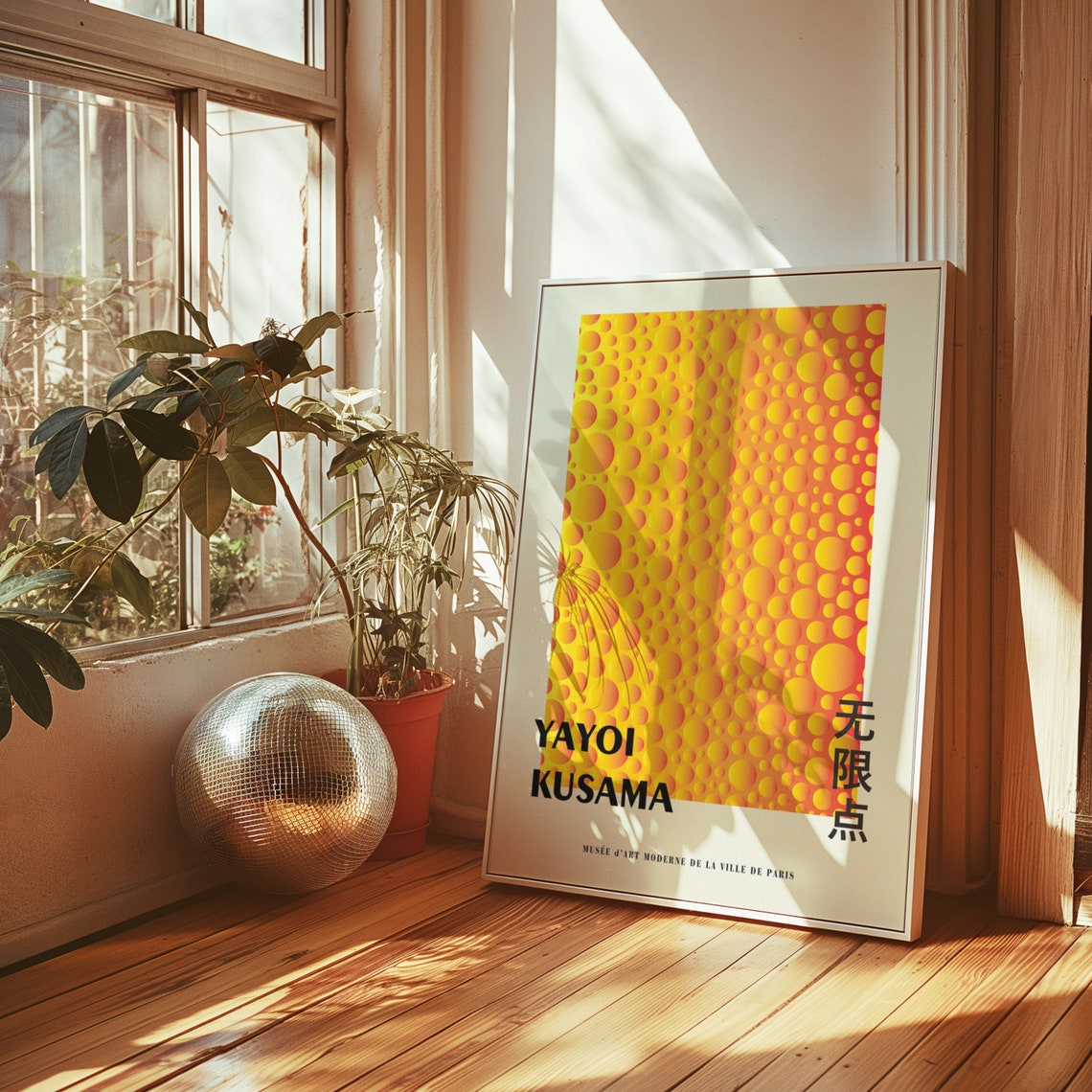 Yayoi Kusama Sunset Orange 3D Bubble Dot Gradient Art Poster - Image 5