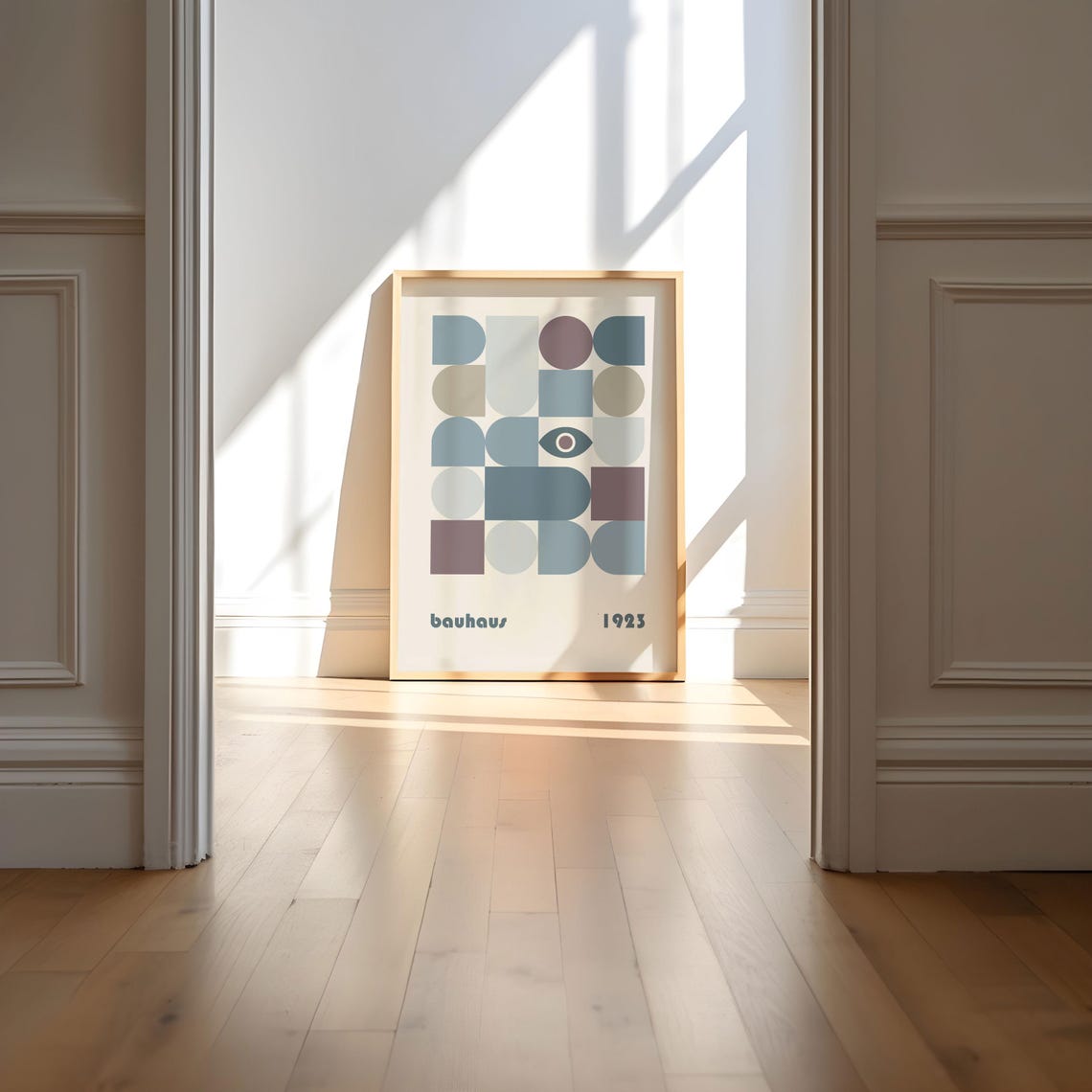 Bauhaus 1923 Slate Blue Geometric Eye Motif Abstract Art Poster - Image 4