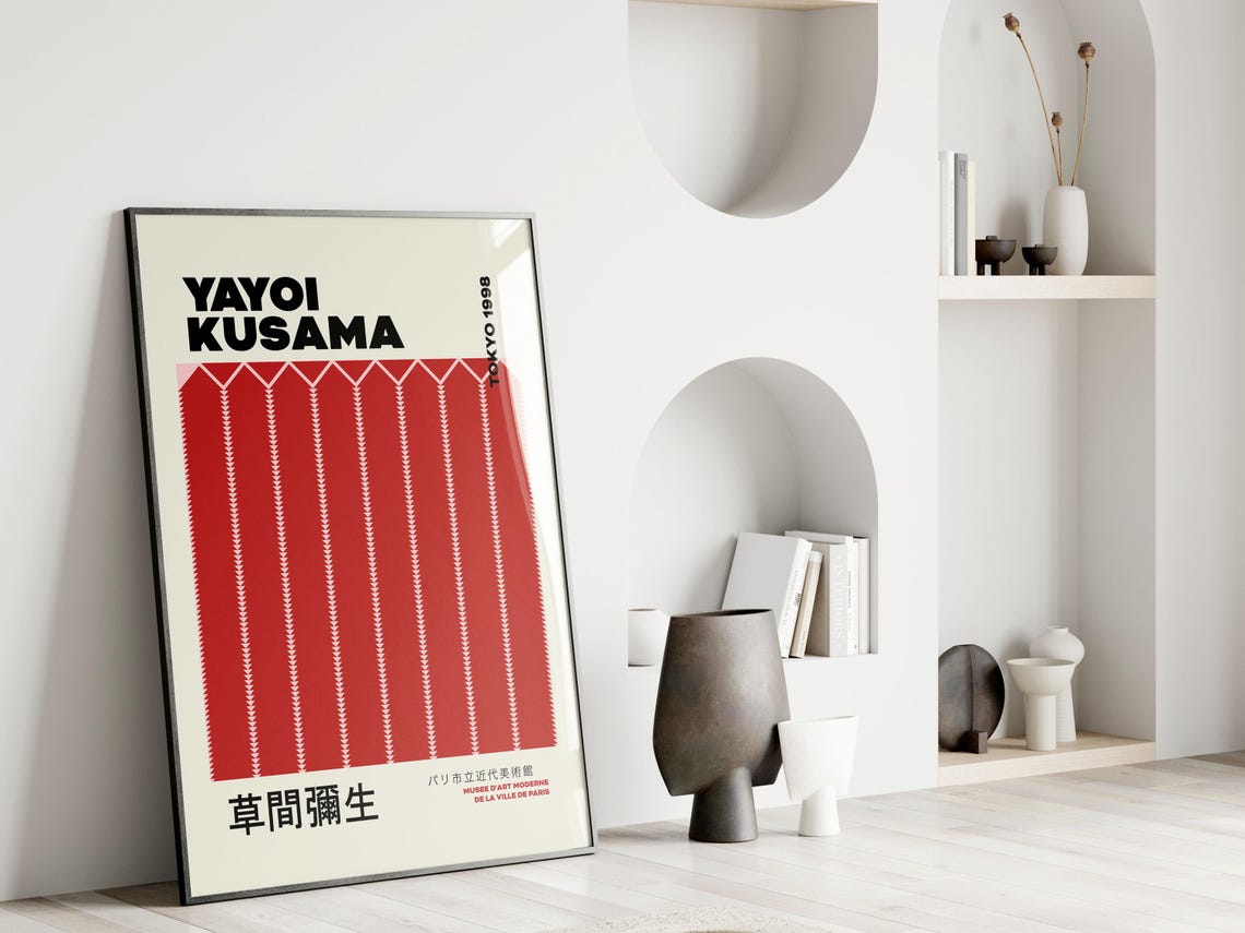 Yayoi Kusama Tokyo 1998 Red White Zigzag Stripe Exhibition Poster - Image 2