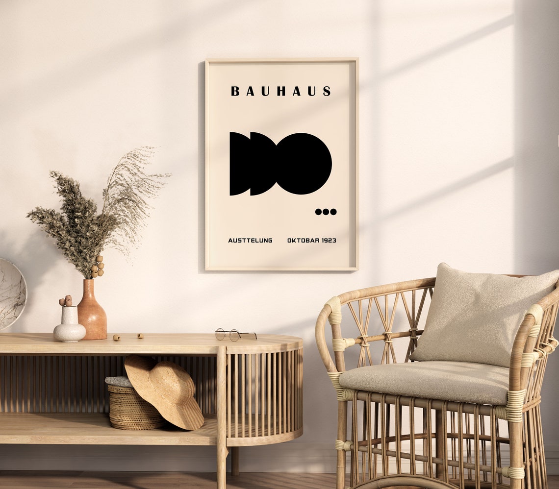 Bauhaus Austtelung Oktobar 1923 Minimalist Black Cream Art Poster - Image 5