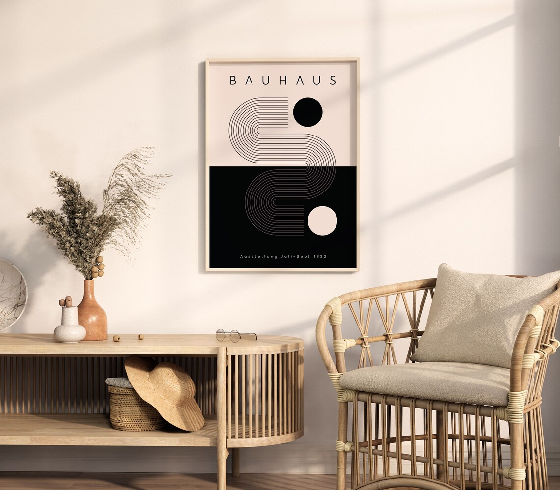 Bauhaus 1923 Exhibition Geometric Abstract Black White Minimalist Poster - Image 5