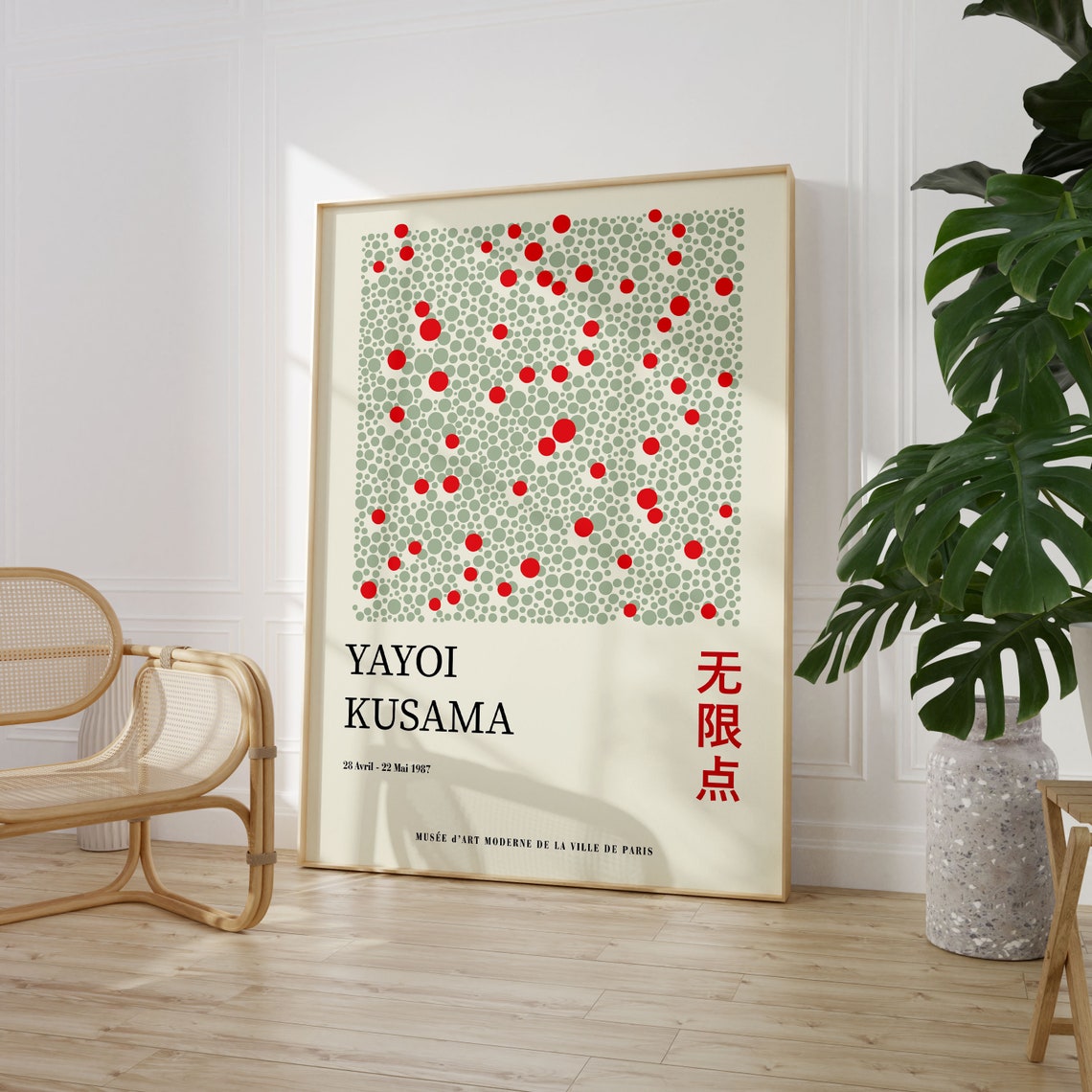 Yayoi Kusama Sage and Red Dot Pattern 1987 Exhibition Art Poster