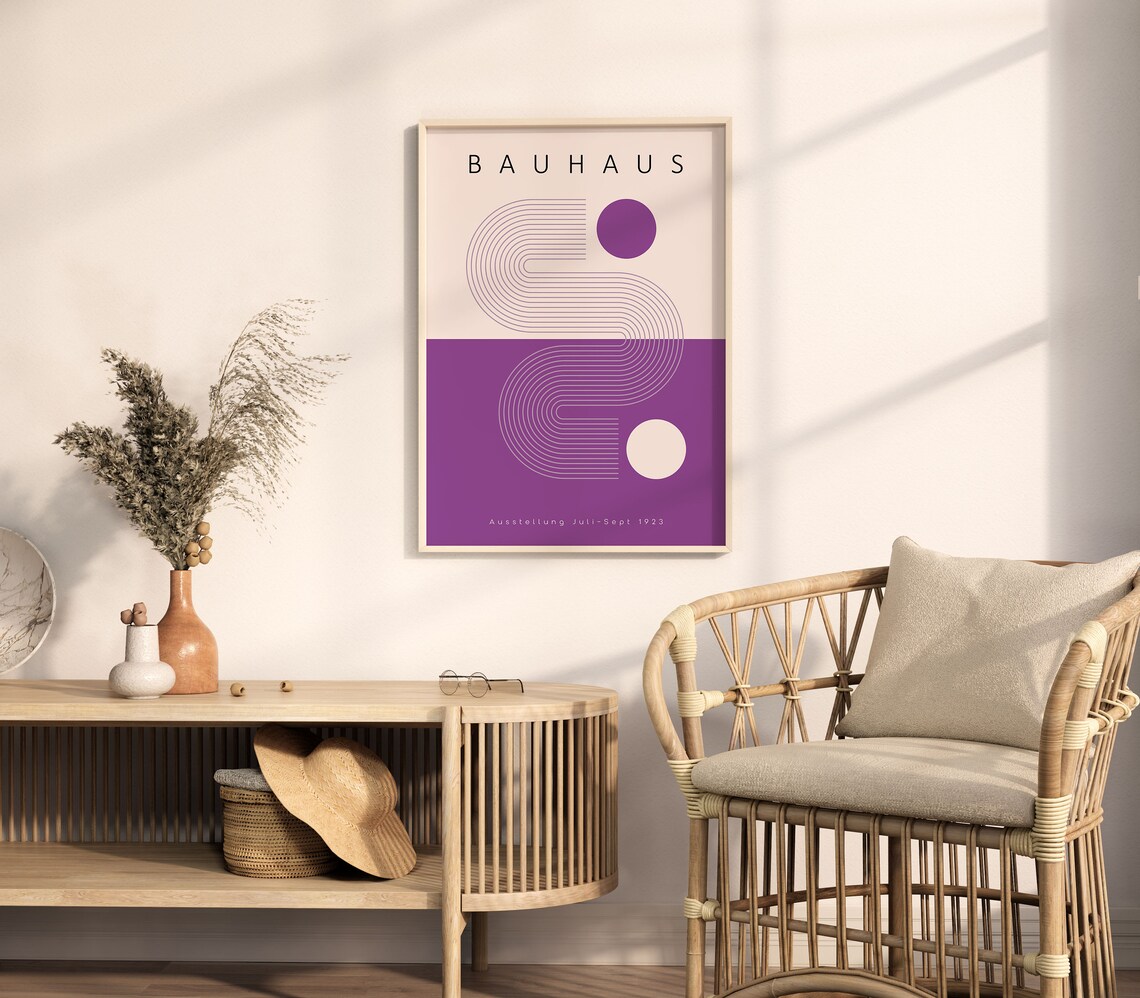 Bauhaus 1923 Exhibition Geometric Abstract Deep Purple Minimalist Poster - Image 5