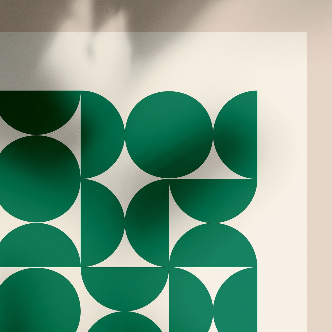 Bauhaus Green Circle Grid with Red Accent 1919 Geometric Poster - Image 3