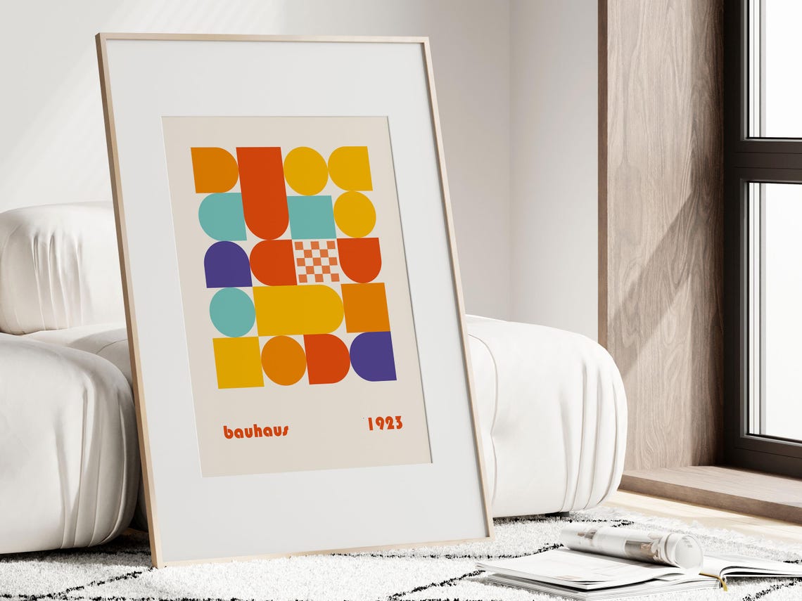 Bauhaus 1923 Warm Checkerboard Geometric Grid Exhibition Poster - Image 2