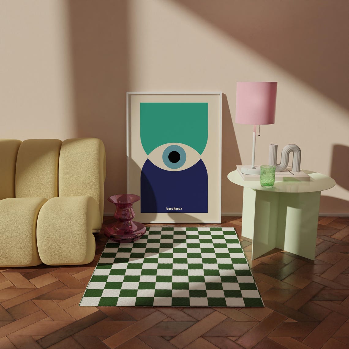 Bauhaus Single Eye Abstract Poster Teal and Navy with Blue Iris Art - Image 4