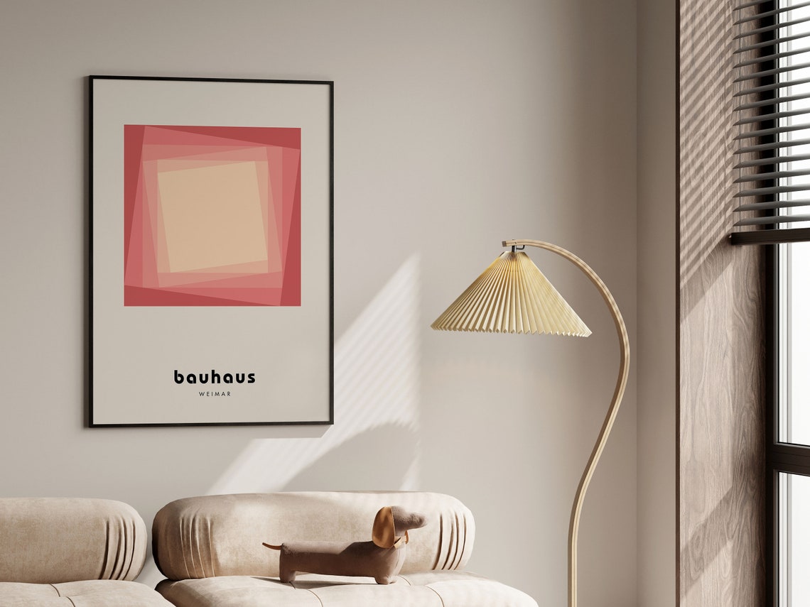 Blush Pink Layered Square Bauhaus Weimar Mid Century Modern Poster - Image 5