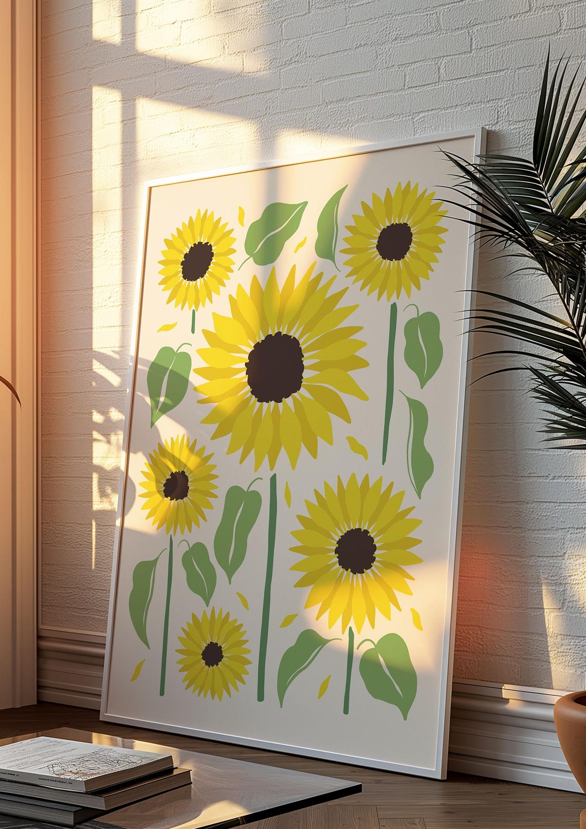 Towering Sunflower Maximalist Flower Market Illustration Poster - Image 4