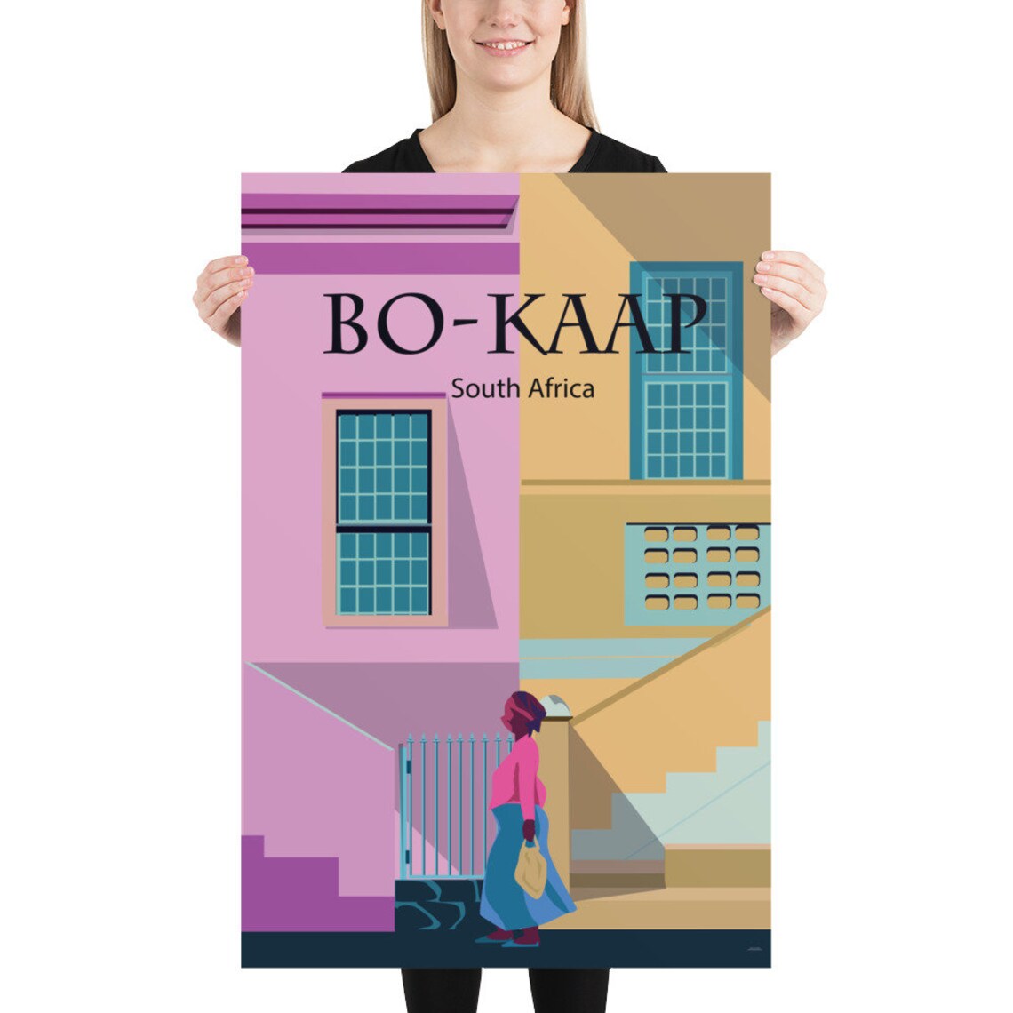Bo-Kaap Cape Town Colorful Houses Street Scene Travel Poster - Image 2