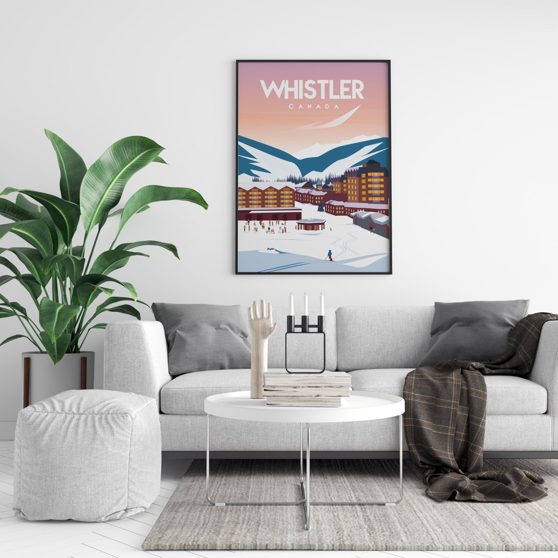 Whistler Canada Alpine Ski Village Travel Poster Sunset Scene - Image 2