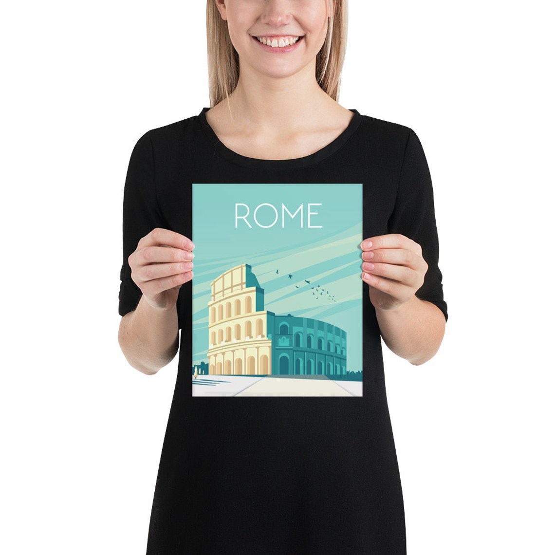 Rome Travel Poster Rome Print Rome Travel Print Rome Poster Colosseum Travel Poster Sizes Inches 8x10 12x16 16x20 18x24 24x36 - Image 2