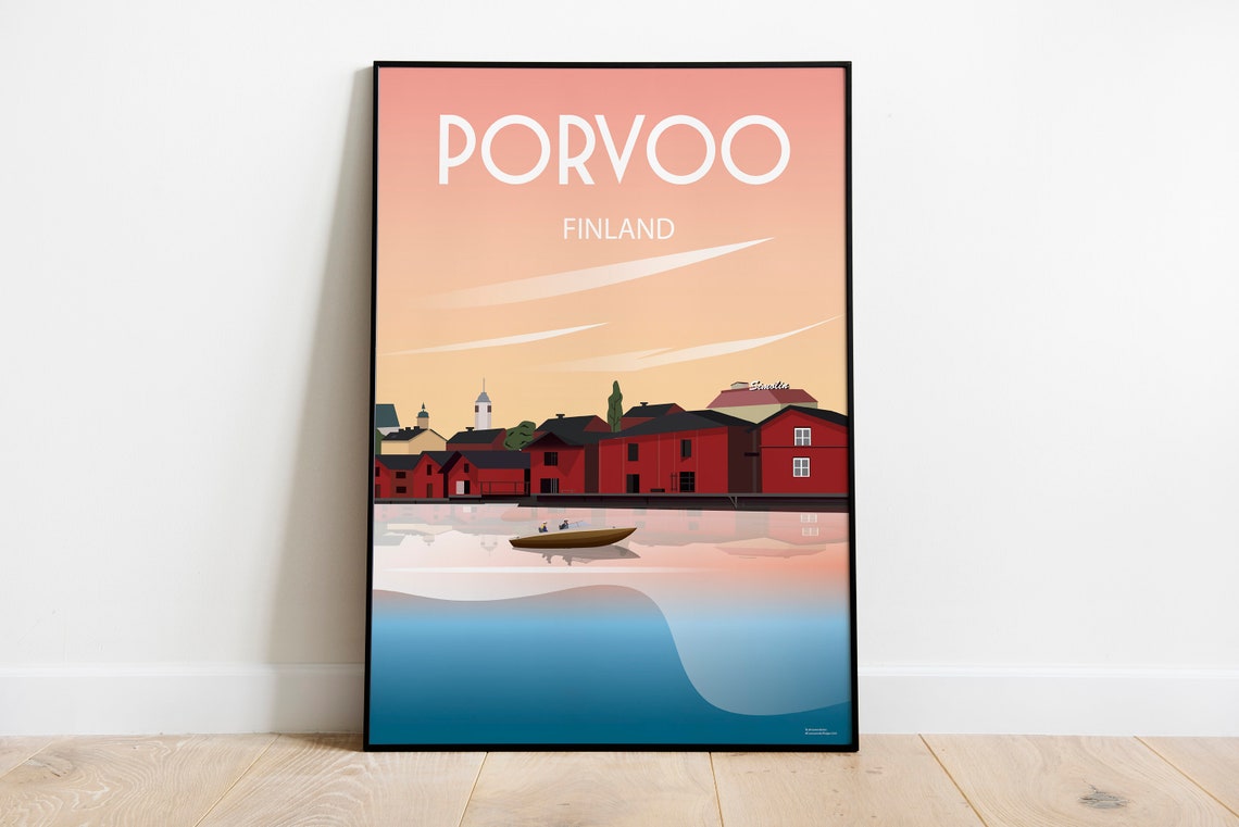 Porvoo Finland Travel Poster Wall Art Print Scandinavia Poster Travel Poster Sizes Inches 8x10 12x16 18x24 24x36