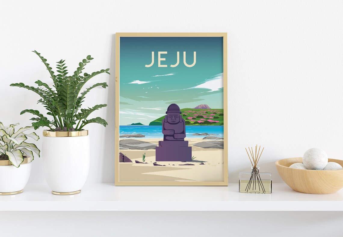 Jeju Print Korea City Poster Korea Jeju Wall Art Jeju South Korea Travel Poster Poster Insta Size 50x70 Cm - Image 3