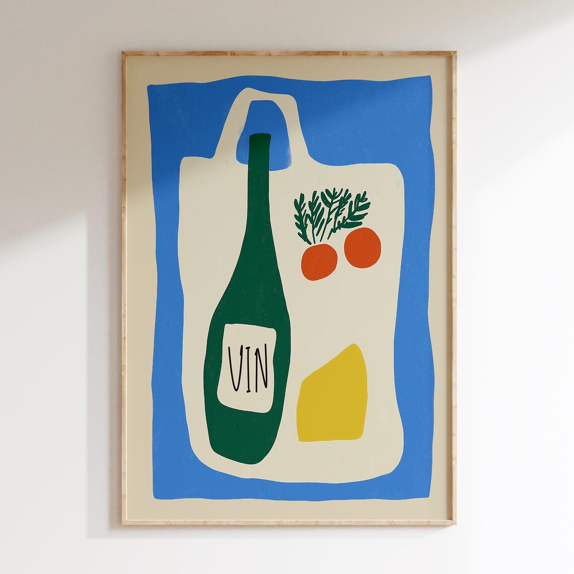 Vin Wine Bottle Abstract Still Life Colorful Modern Gallery Art Poster