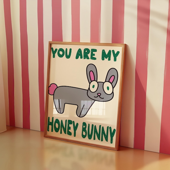 Bunny Colorful Print For Kids Wall Art Nursery Poster Room Decor Baby Shower Gift Playroom Quote