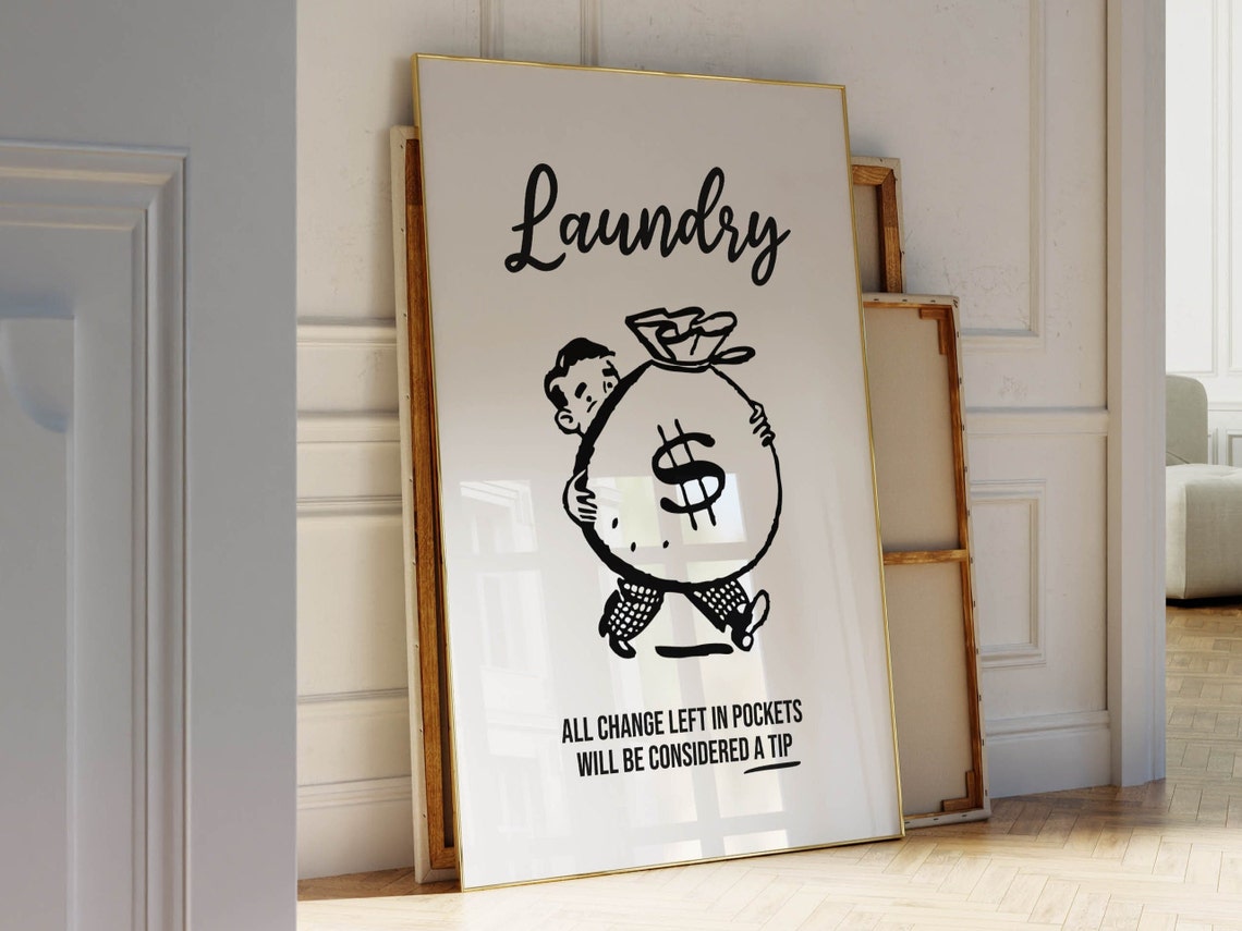 Funny Laundry Room Sign Change in Pockets Considered a Tip Poster