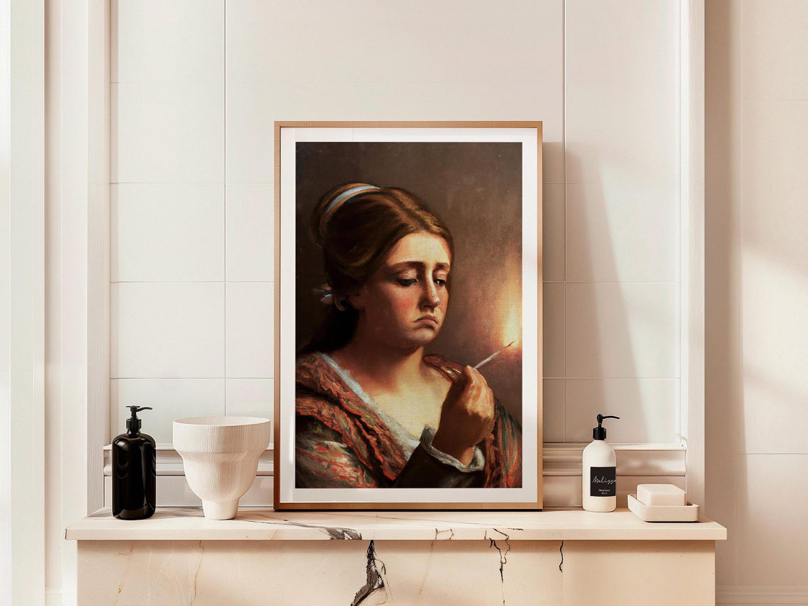 Woman Painting Bathroom Humor Art Print - Image 2
