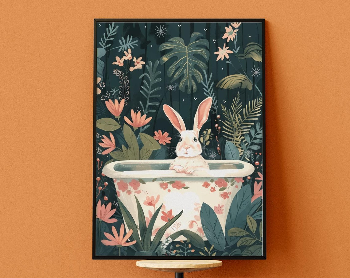 Rabbit Art Print, Boho Kids Room Decor - Image 4