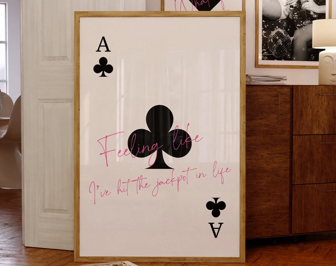 Ace Of Clubs Lucky Jackpot Life Quote Playing Card Decor Wall Art