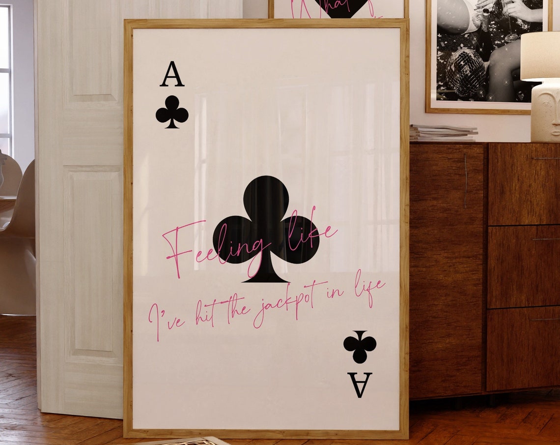 Trendy Ace Of Clubs Print Lucky You Poster Trendy Retro Wall Art Retro Trendy Aesthetic Print Playing Card Poster Preppy Y2k Room Decor