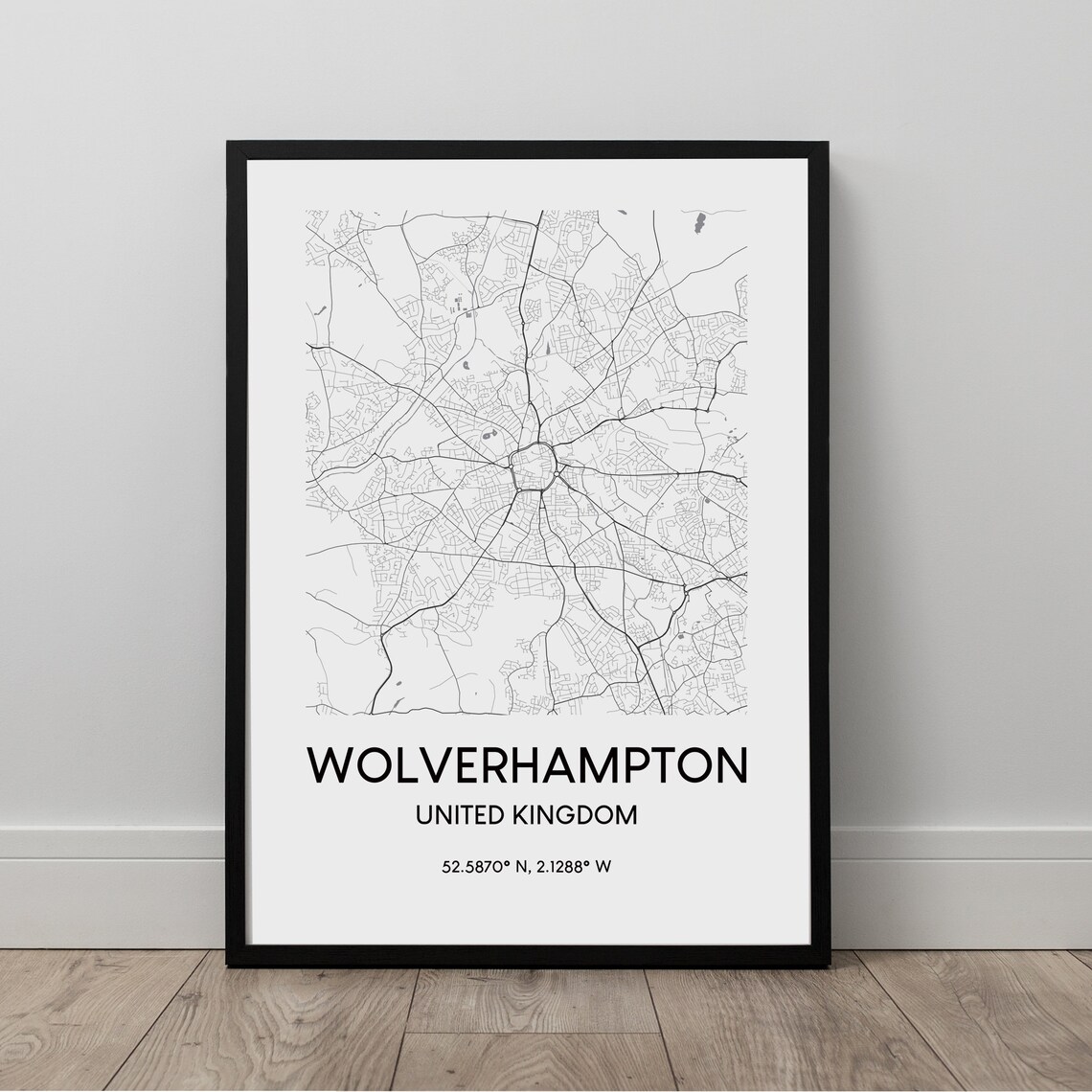 Wolverhampton Map Print City Wall Art Poster Travel Gift