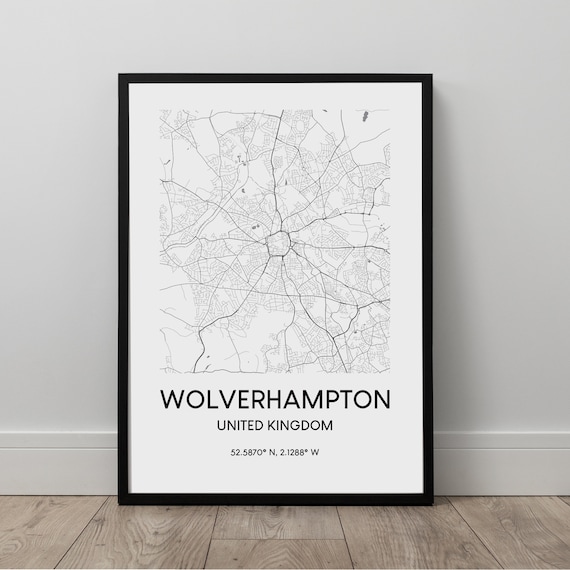 Wolverhampton Map Print City Wall Art Poster Travel Gift