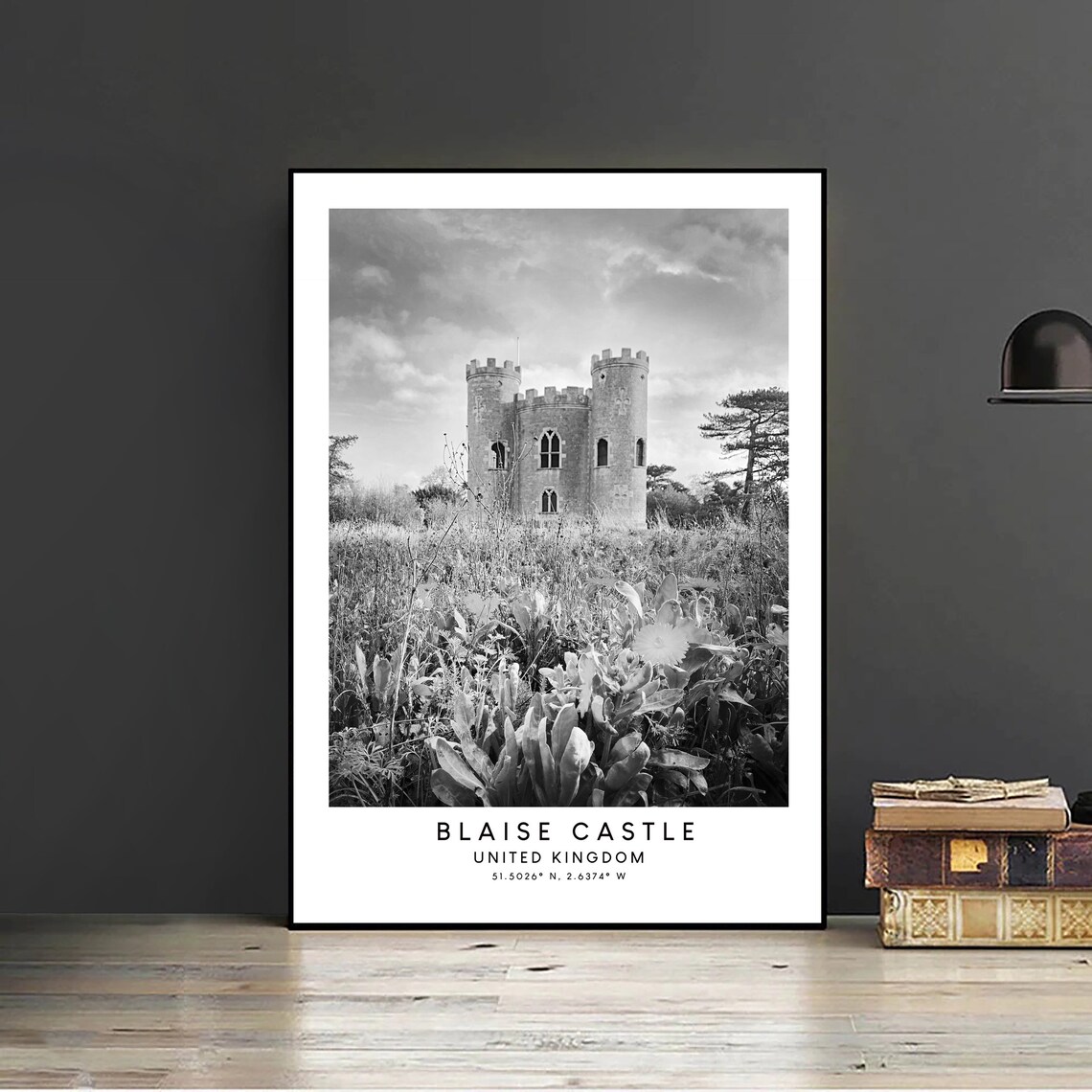 Blaise Castle Black-and-White Minimalist Art Print - Image 2