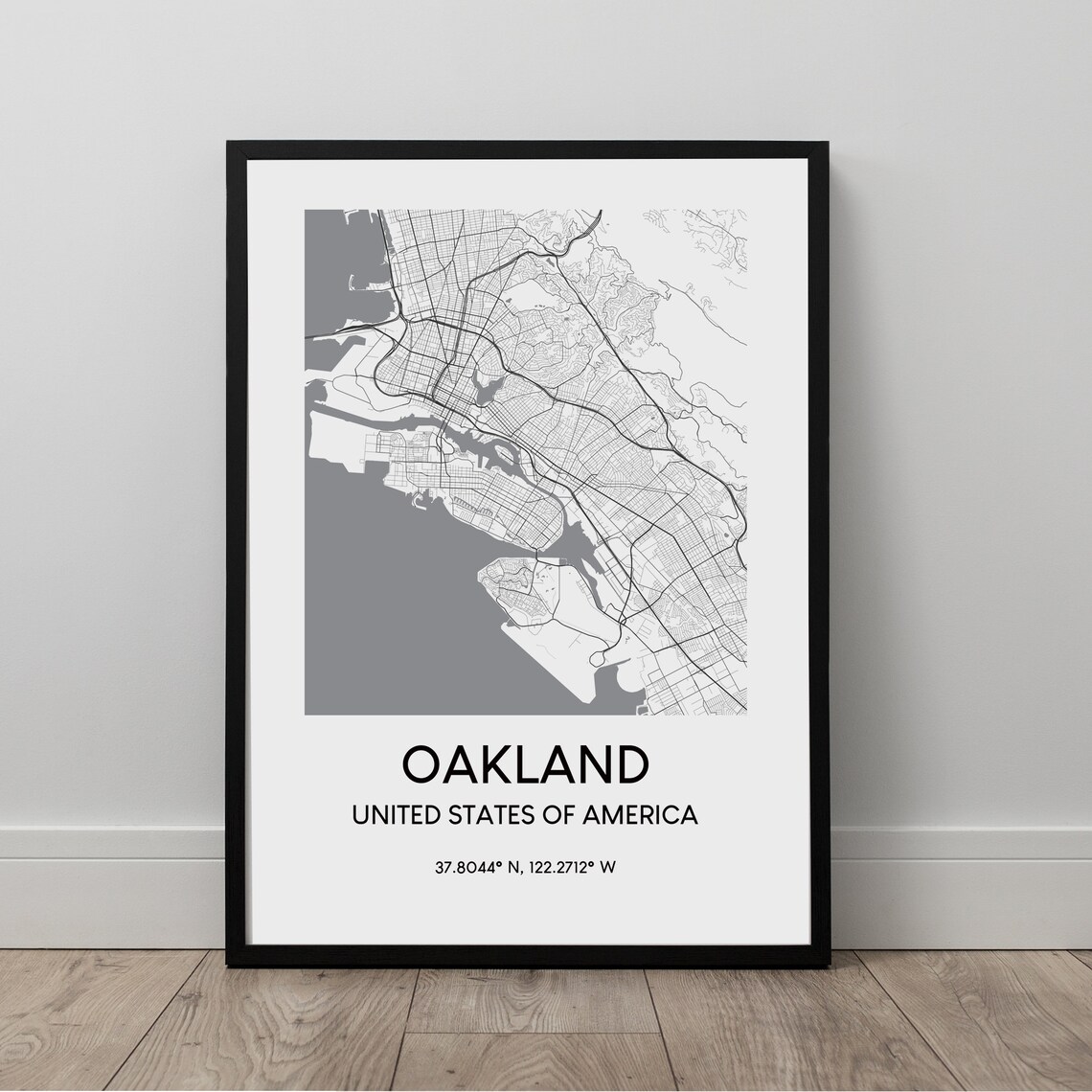 Oakland Map Print Wall Art Travel Black And White City Minimalist Gift