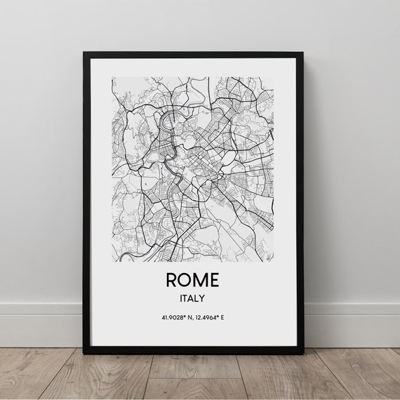 Rome Map Art Print, Minimalist Italy Travel Poster