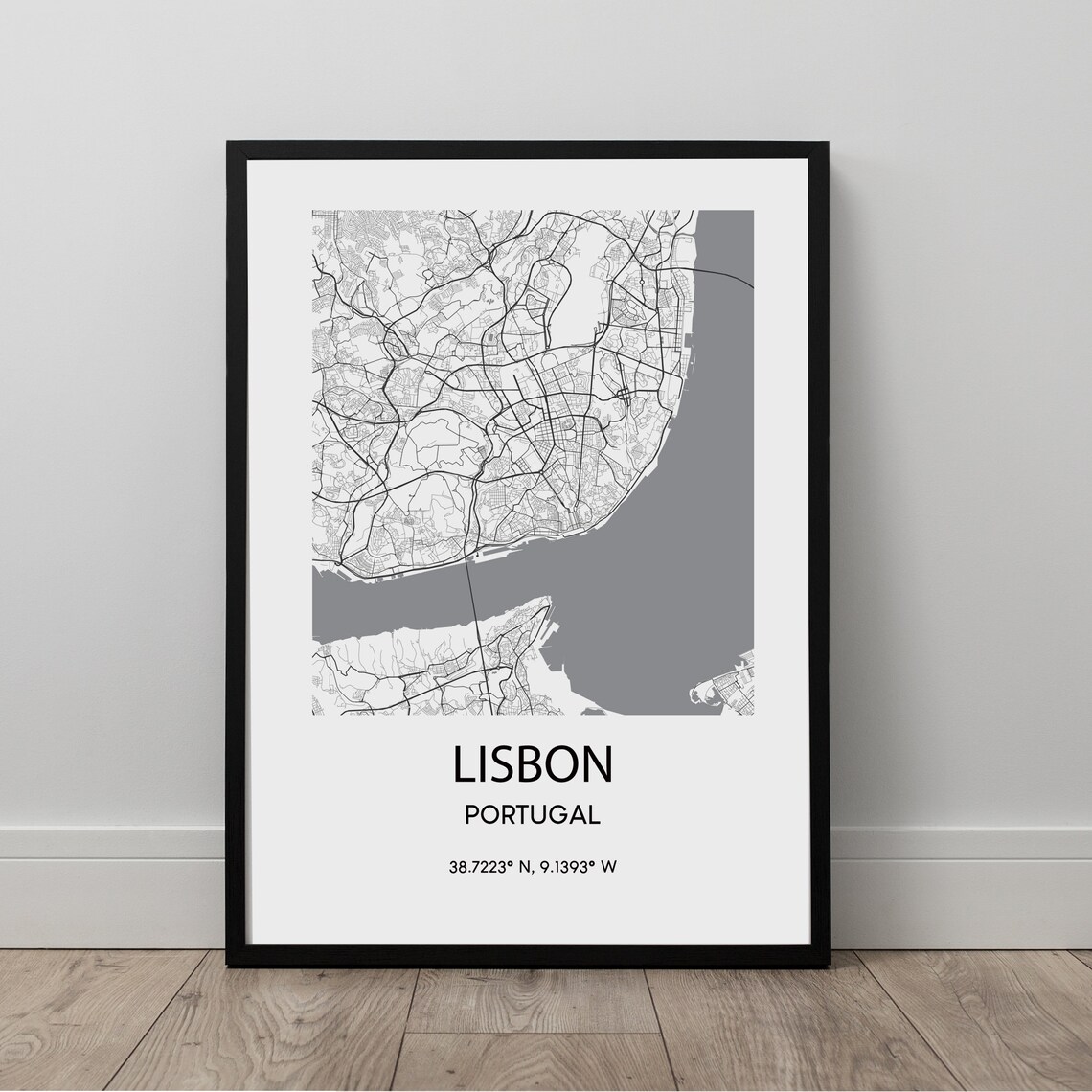 Lisbon City Map Print Poster Portugal Travel Art Minimalist Wall Gift