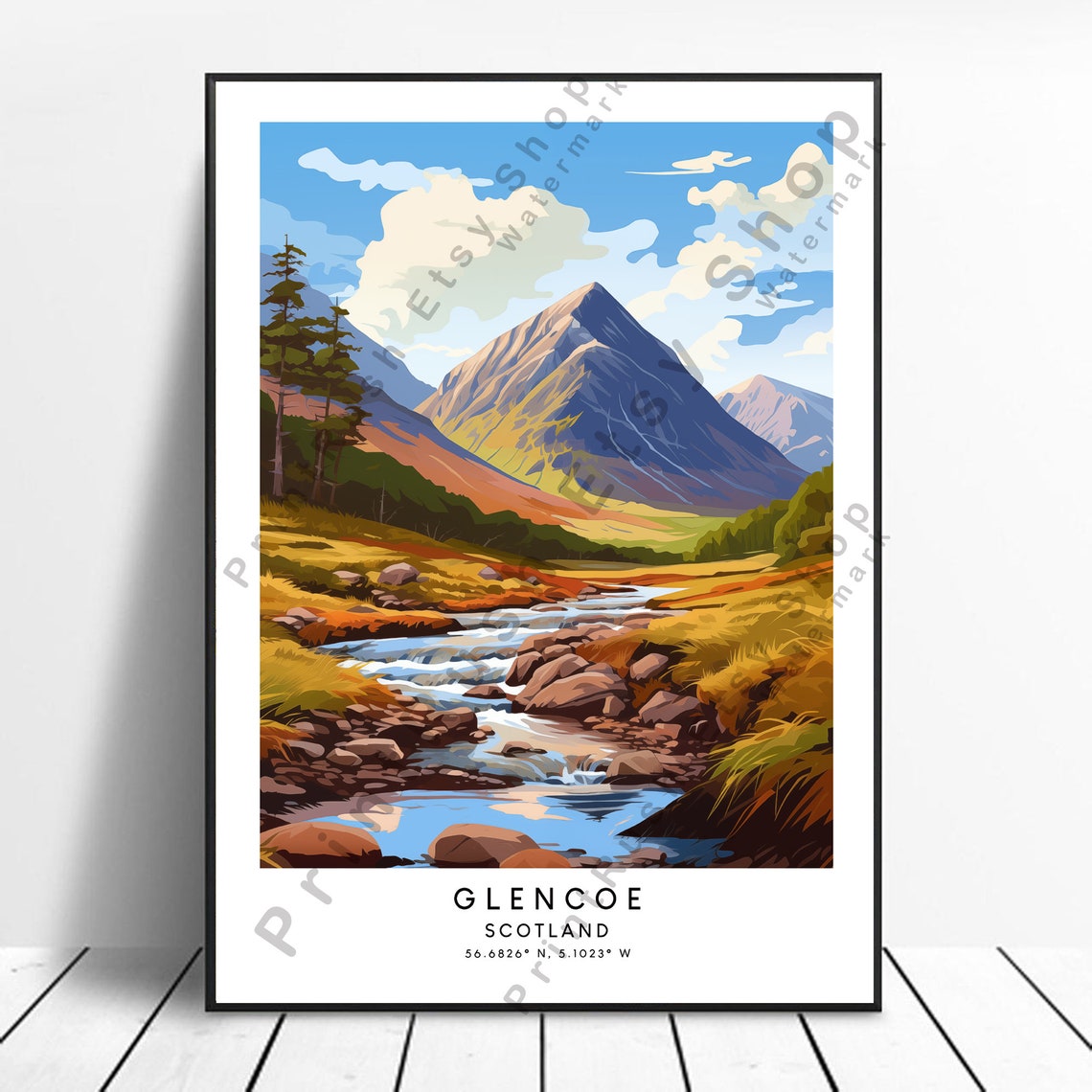 Glencoe Scotland Dramatic Mountain Valley Stream Highlands Poster