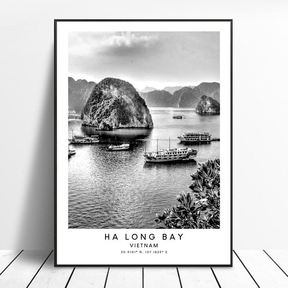 Ha Long Bay Coordinates Print, Minimalist Travel Poster