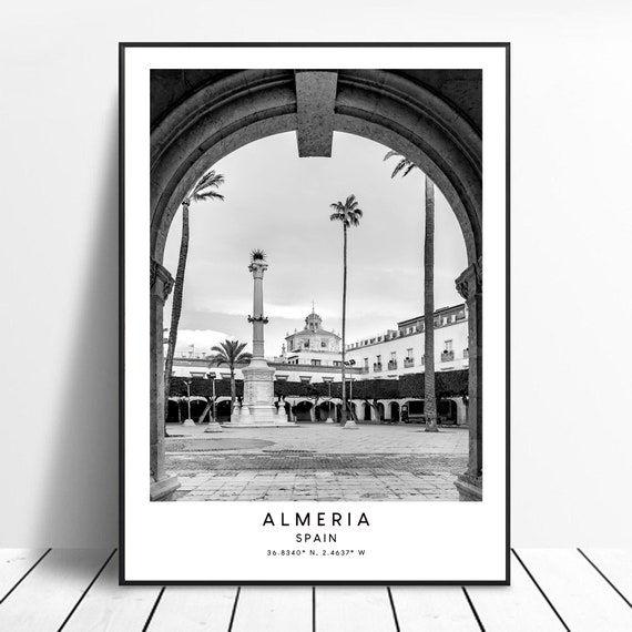 Almeria Spain Black and White Minimalist Travel Poster