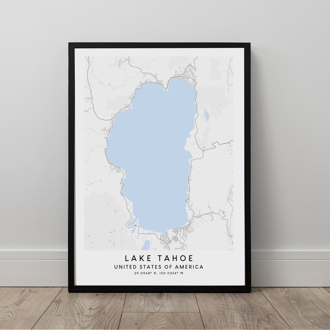 Lake Tahoe Map Minimalist Poster Wall Art Print Artwork Gift