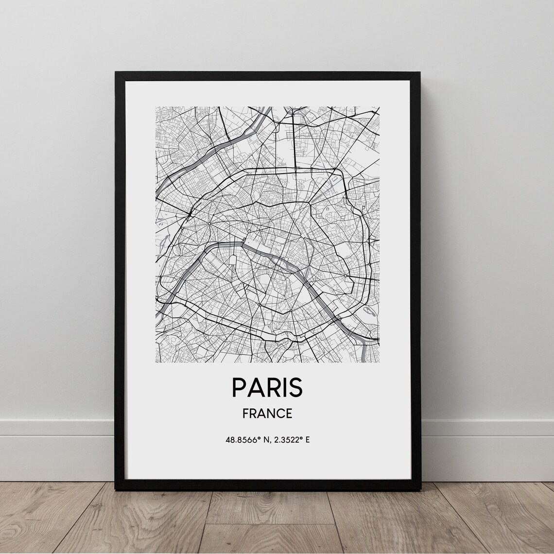 Paris Map Print, Minimalist Travel Wall Art