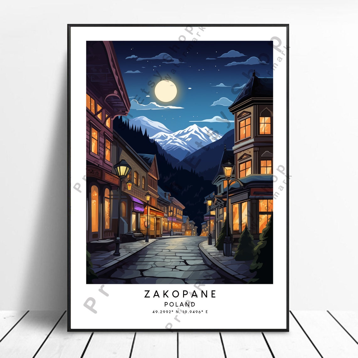Zakopane Travel Print Colourful Poster Abstract Minimalist Wall Art Poland Gift