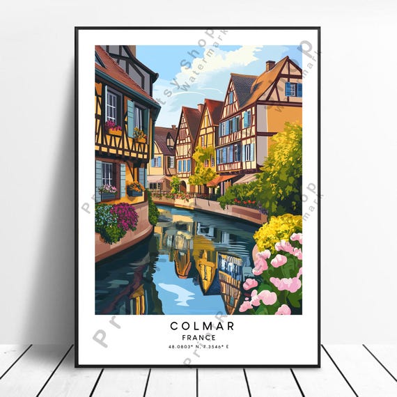 Colmar Travel Print Wall Art Poster Illustration France Home Dcor