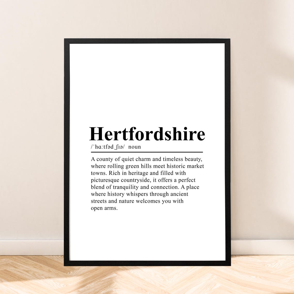 Hertfordshire Travel Poster Wall Quote Hertfordshire Print Definition Poster Minimalist Hertfordshire Art Hertfordshire England Wall Dcor