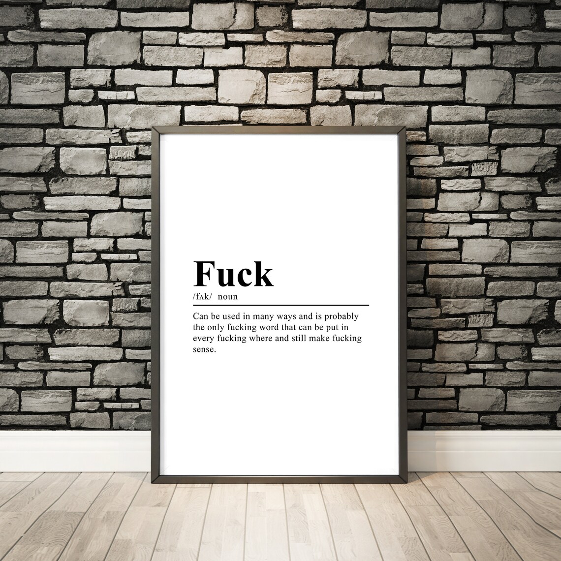 Fuck Definition Funny Quote Poster, Typography Art Print