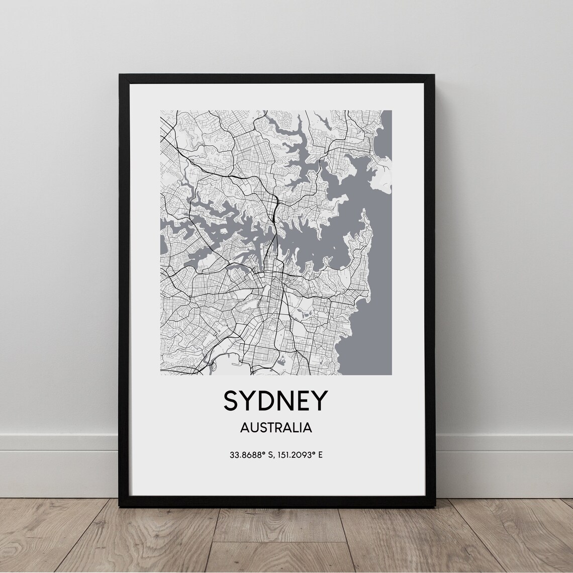 Sydney Map Print, Black And White Travel Poster