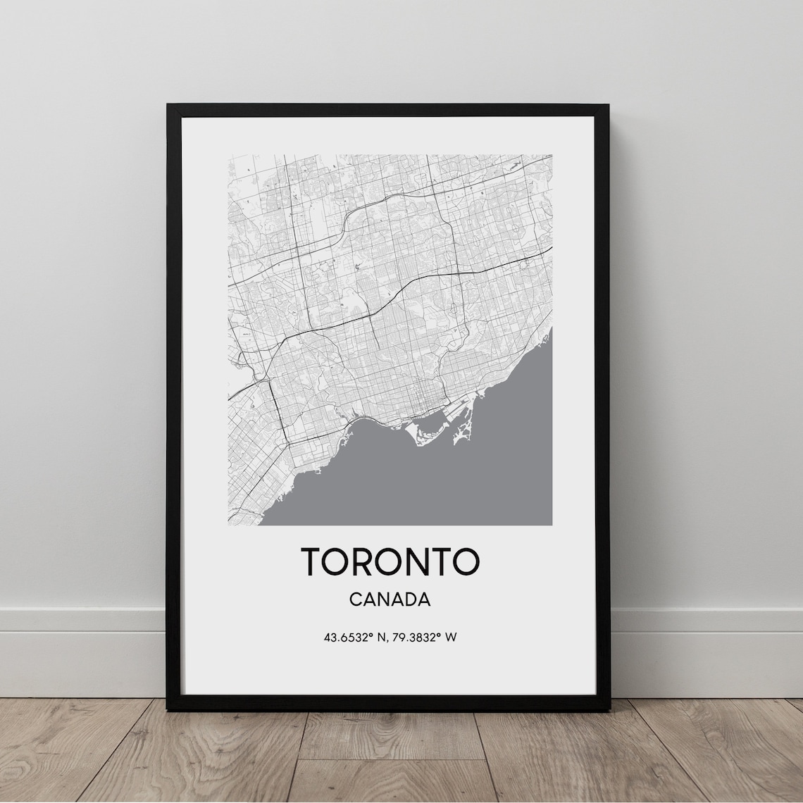 Toronto Canada Minimalist City Map Black And White Downtown Poster