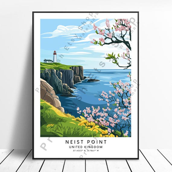 Neist Point Travel Poster Wall Art Print Home Dcor Colourful Illustration Gift Hanging