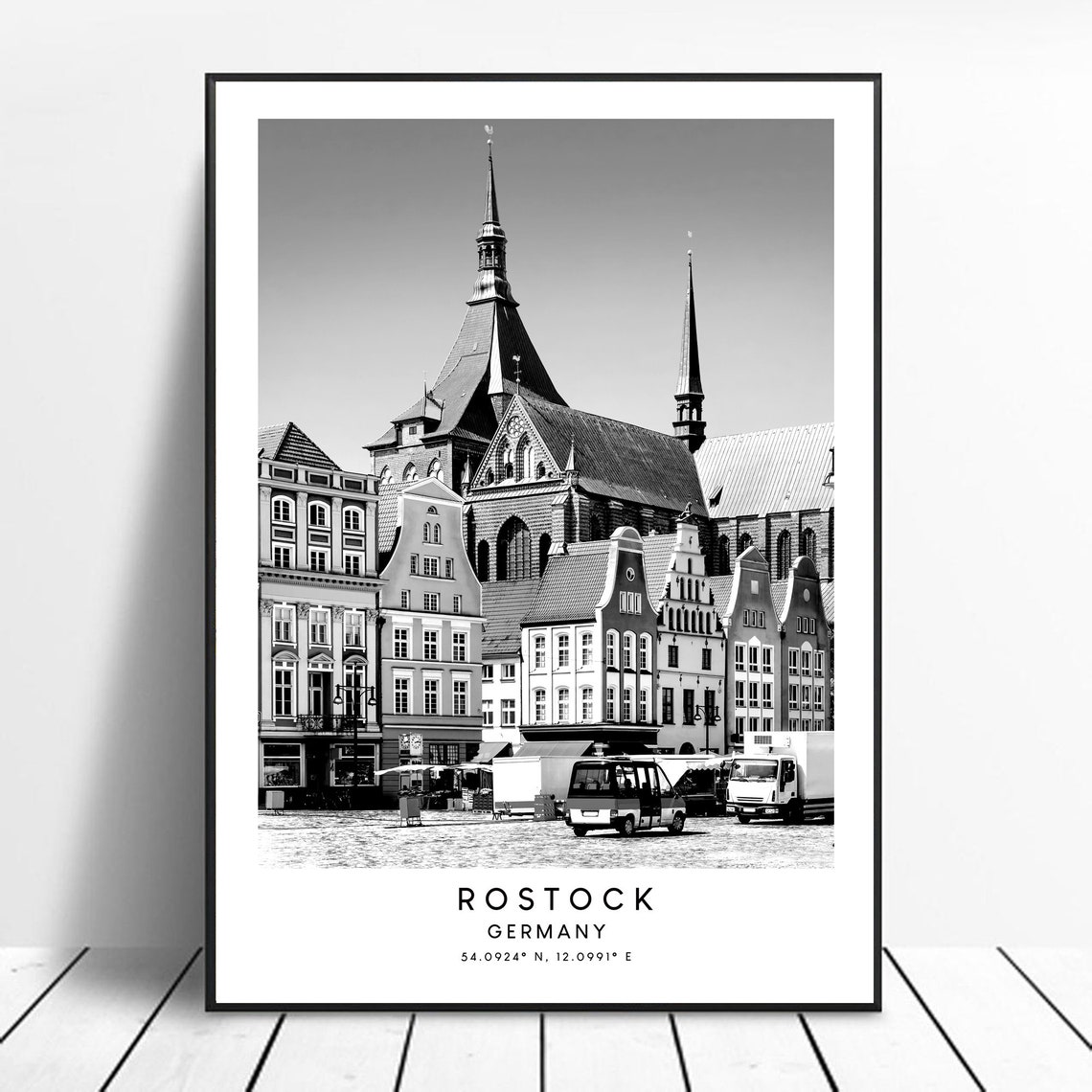 Rostock Travel Print Black And White Rostock Poster Rostock Germany Print Rostock Wall Art Minimalist Rostock Wall Poster Rostock Gift Art