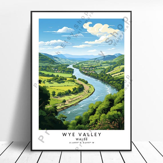 Wye Valley Print Colourful Poster Minimalist Wall Art Hanging Home Decor Gift