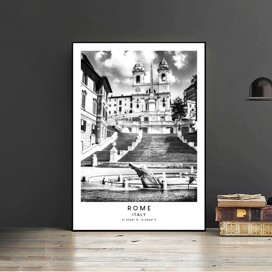 Rome Italy Spanish Steps Coordinates Minimalist Travel Poster - Image 2