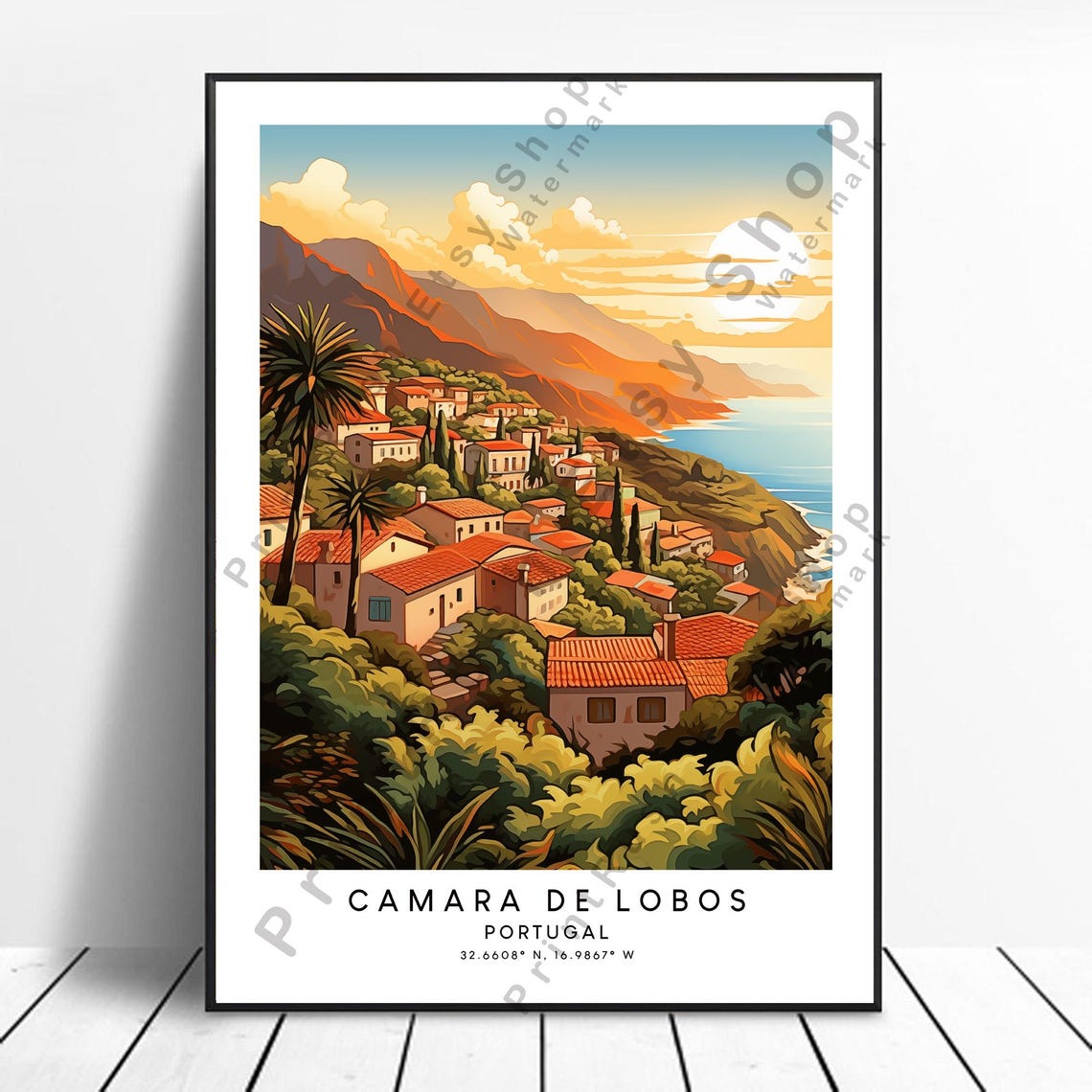 Camara de Lobos Madeira Portugal Coastal Village Sunset Poster