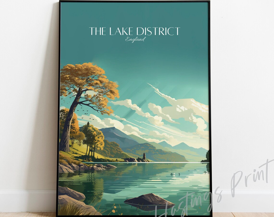 Lake District England Vintage Travel Poster