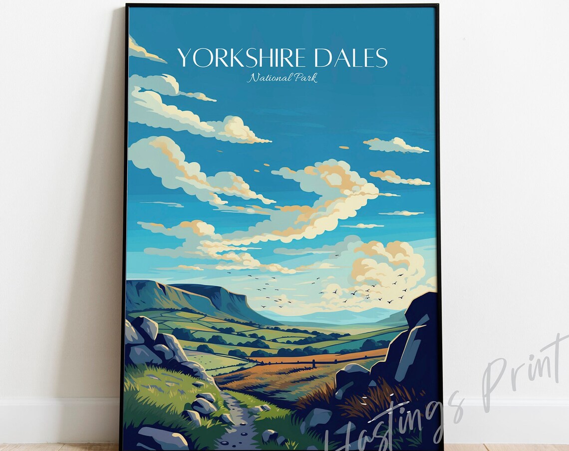 Yorkshire Dales National Park Rolling Green Hills Travel Poster