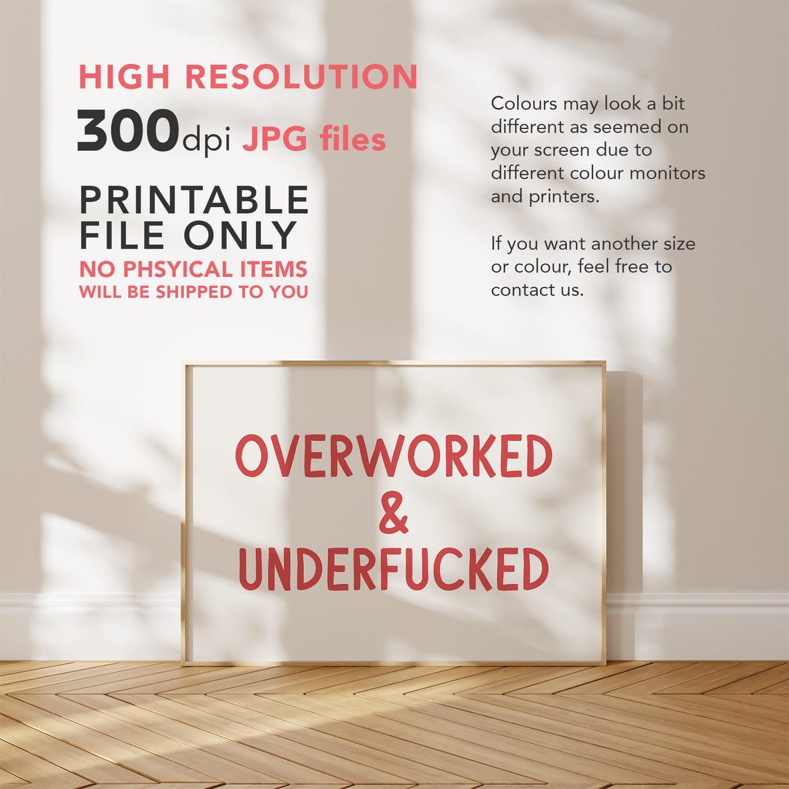Overworked And Underpaid Funny Red Sarcastic Office Quote Poster