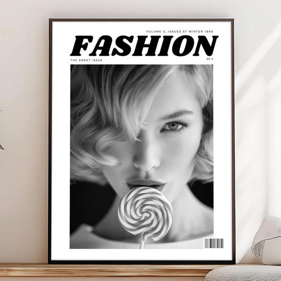 Fashion Magazine Cover Black And White Photography Art Print Instant Wall